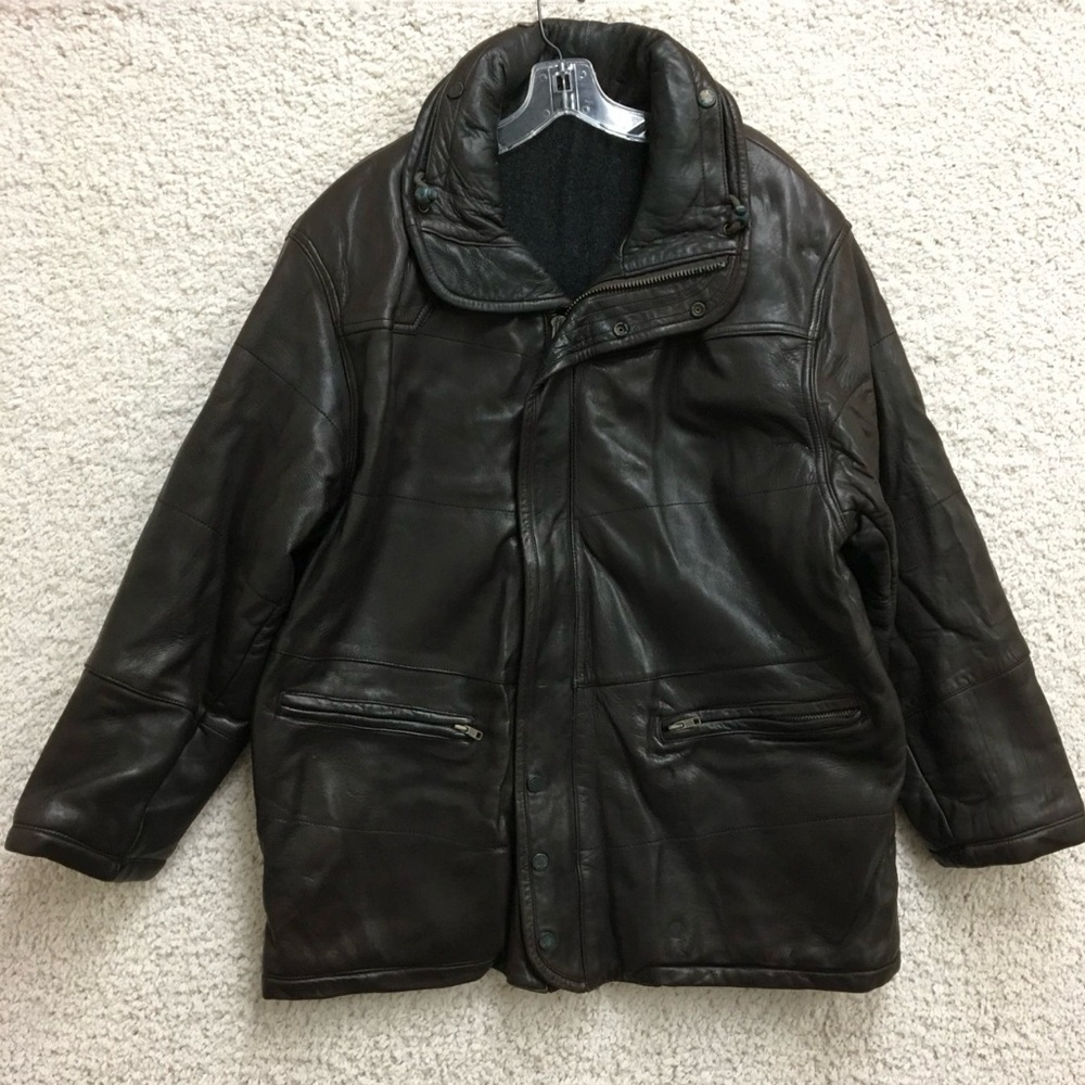 Hugo Boss Dark Brown Leather Military Jacket